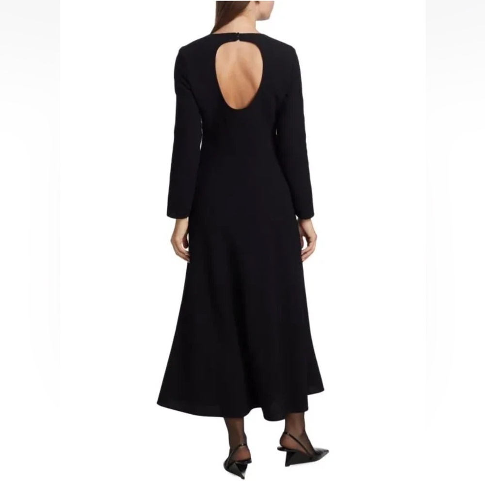 Lafayette 148 New York Black Wool Nouveau Midi Dress Size 10 Cocktail Career - Picture 2 of 15